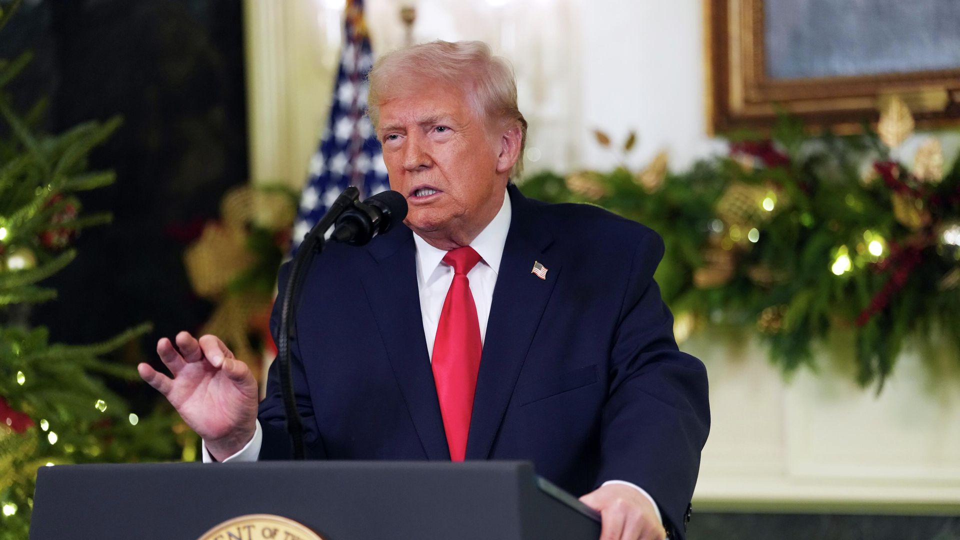 Президент США Дональд Трамп во время обращения к нации. 17 декабря 2025 Президент США Дональд Трамп во время обращения к нации. 17 декабря 2025 - РИА Новости, 1920, 18.12.2025
