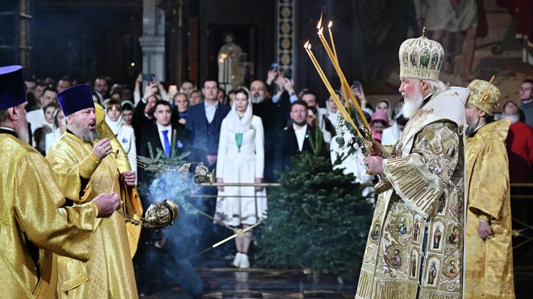 Патриарх Московский и всея Руси Кирилл проводит богослужение в храме Христа Спасителя в Москве в праздник Рождества Христова Патриарх Московский и всея Руси Кирилл проводит богослужение в храме Христа Спасителя в Москве в праздник Рождества Христова