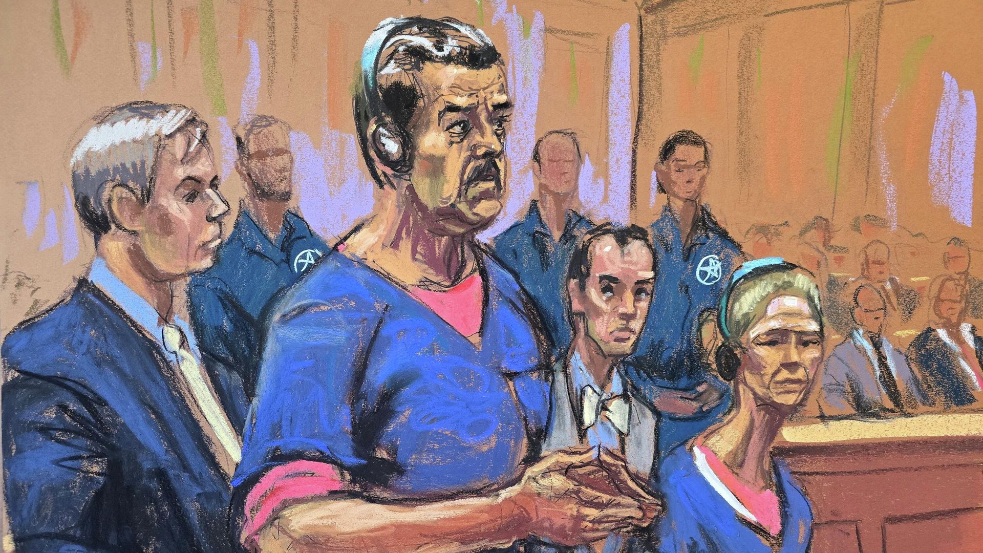 Зарисовка из зала суда в Нью-Йорке, где лидеру Венесуэлы Николасу Мадуро и его супруге Силии Флорес были предъявлены обвинения Зарисовка из зала суда в Нью-Йорке, где лидеру Венесуэлы Николасу Мадуро и его супруге Силии Флорес были предъявлены обвинения - РИА Новости, 1920, 05.01.2026