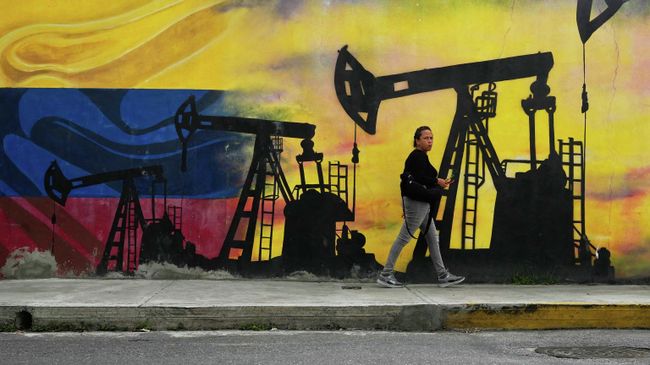 Граффити с изображением нефтяных вышек в Каракасе, Венесуэла