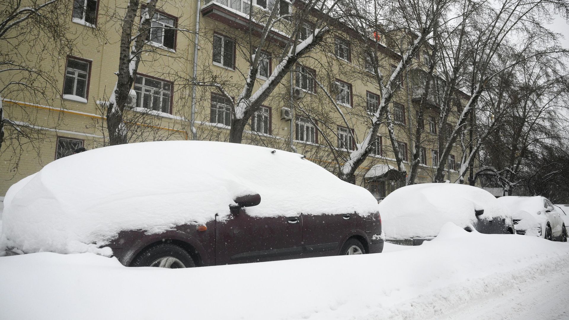 Автомобили, занесенные снегом, на улице в Москве Автомобили, занесенные снегом, на улице в Москве - РИА Новости, 1920, 09.01.2026