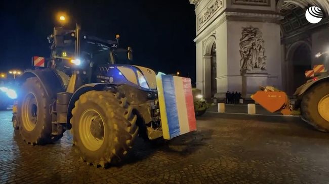 Протесты фермеров в центре Парижа