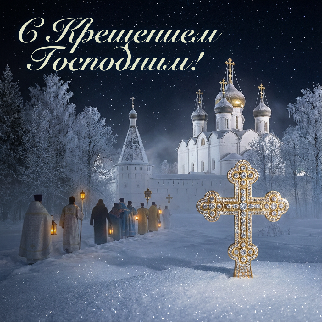 Классическая открытка с Крещением Господним - РИА Новости, 1920, 16.01.2026