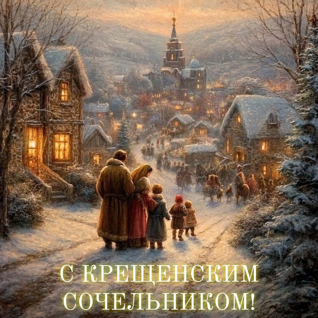 Открытка с Крещенским Сочельником: горожане собираются на службу - РИА Новости, 1920, 16.01.2026