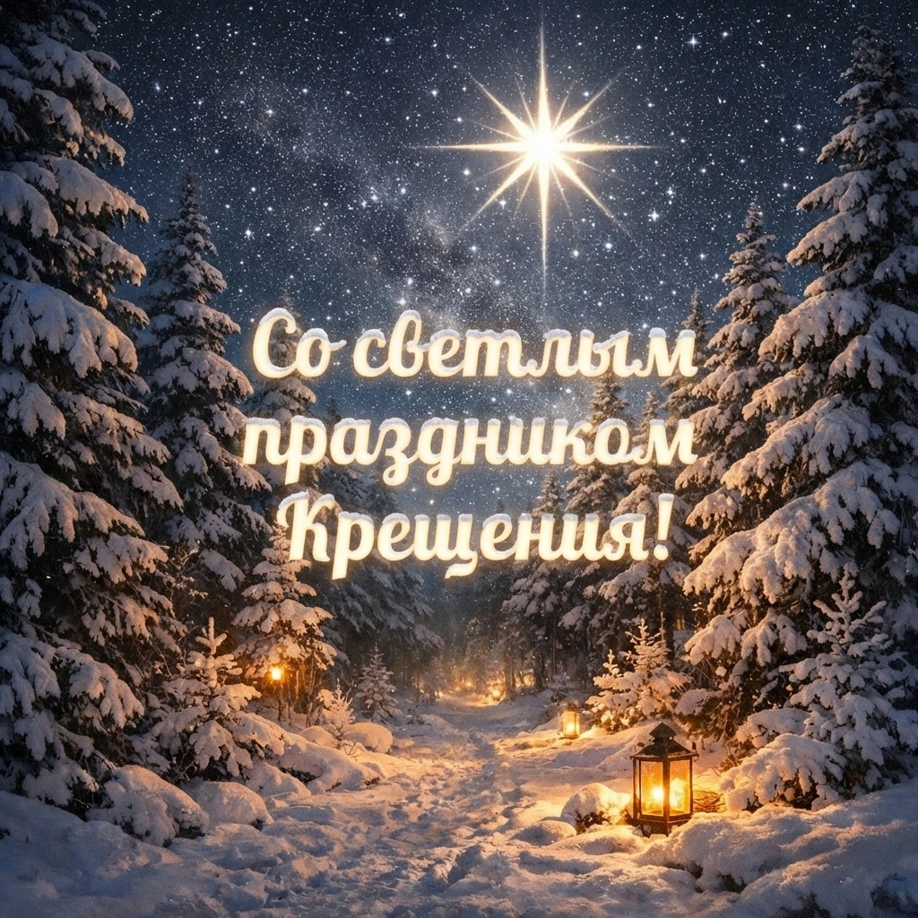 Открытка Со светлым праздником Крещения!  - РИА Новости, 1920, 16.01.2026
