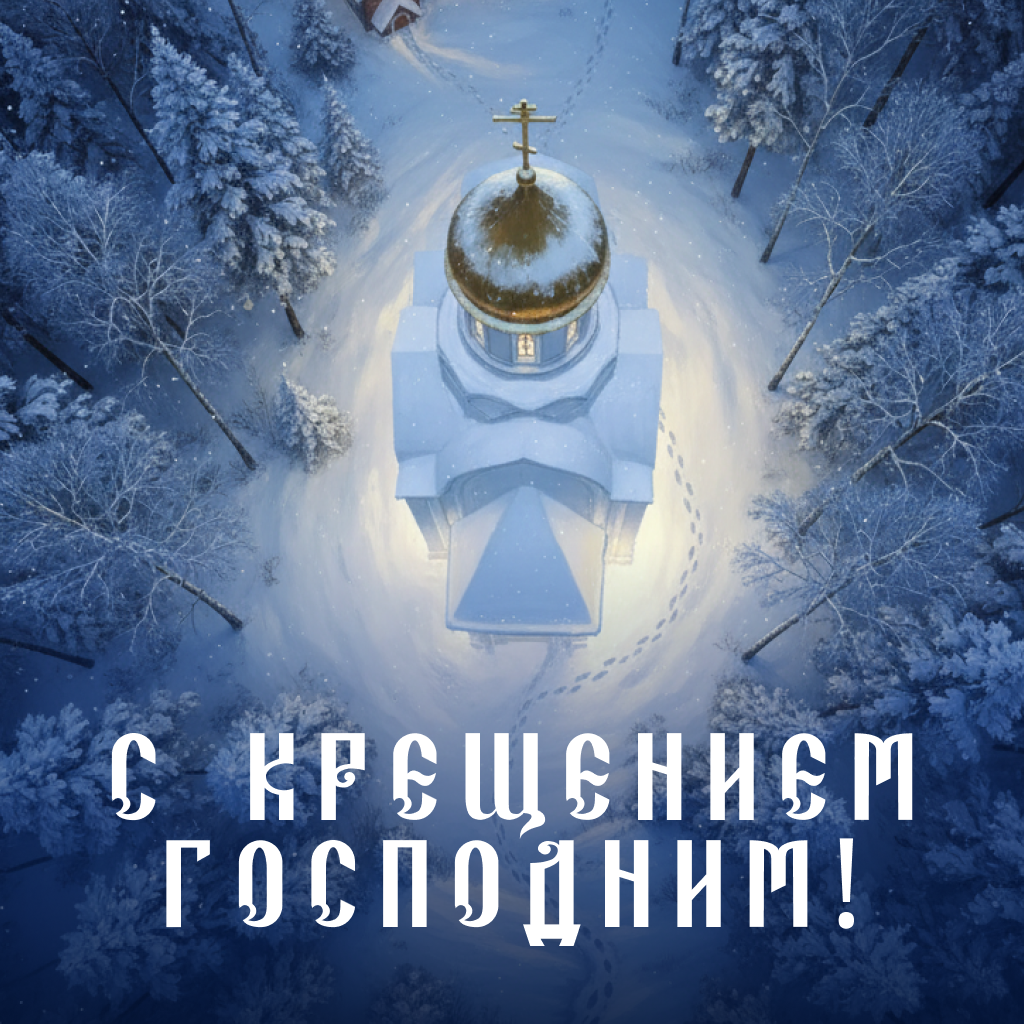 Открытка с Крещением Господним: храм с высоты птичьего полета - РИА Новости, 1920, 16.01.2026