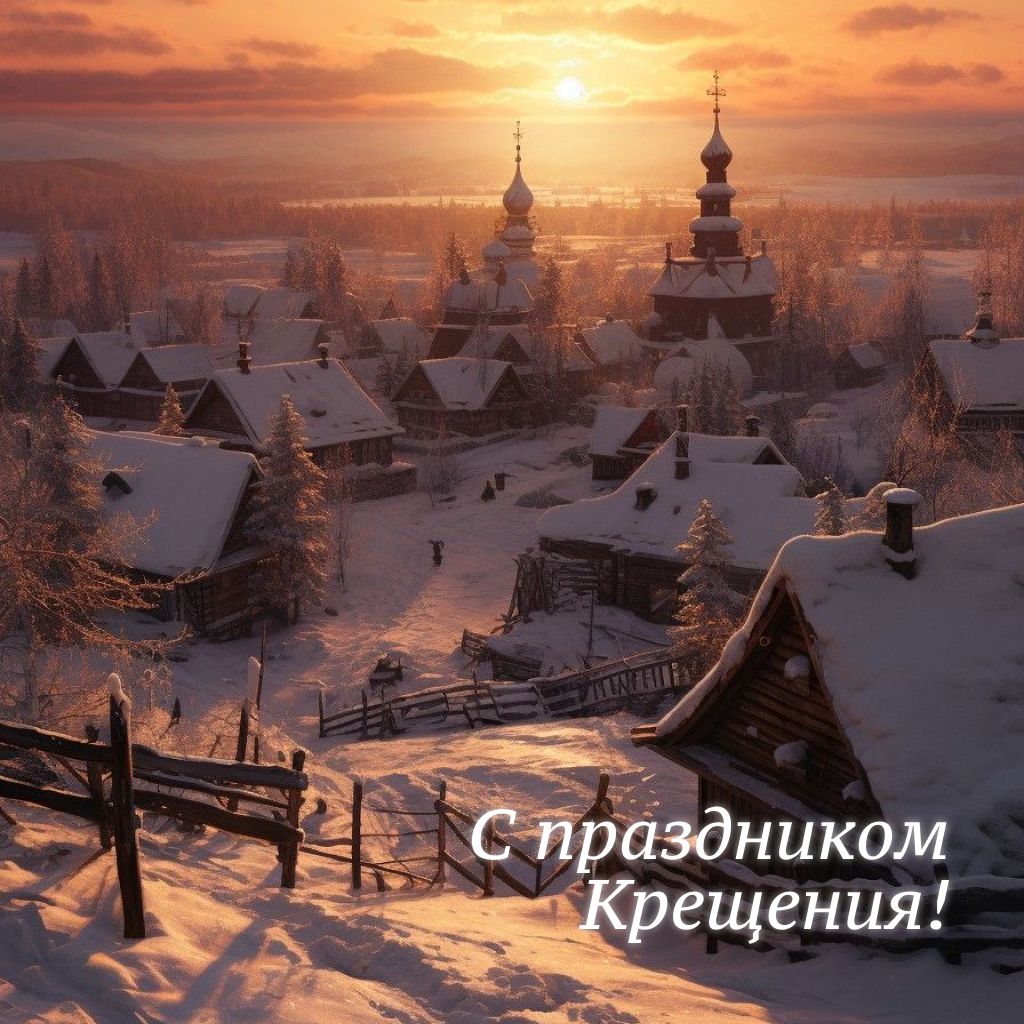 Открытка с праздником Крещения: храмы в снегу - РИА Новости, 1920, 16.01.2026