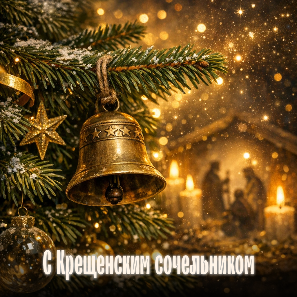Открытка С Крещенским сочельником: игрушка на елке - РИА Новости, 1920, 16.01.2026
