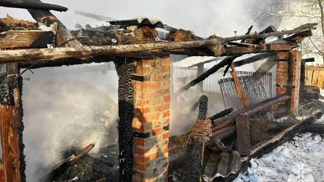 Последствия пожара в частном доме в Демидове, Смоленская область