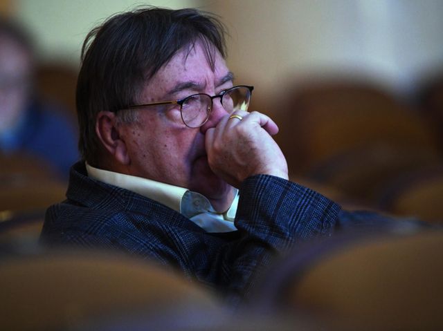 Композитор Александр Чайковский во время мировой премьеры хоровой оперы Сказ о Борисе и Глебе, братьях их Ярославе Мудром и Святополке Окаянном, о лихих разбойниках и добром народе русском в рамках программы ХIII Международного зимнего фестиваля искусств Юрия Башмета
