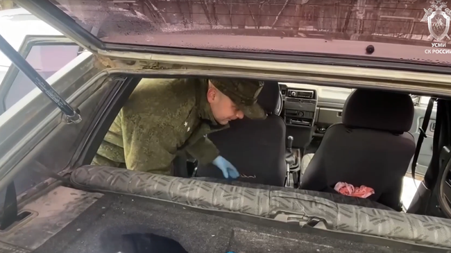 Кадр видео осмотра машины подозреваемого в похищении девочки в Смоленске