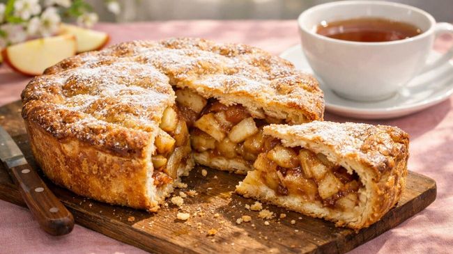 Постный песочный пирог с яблоками