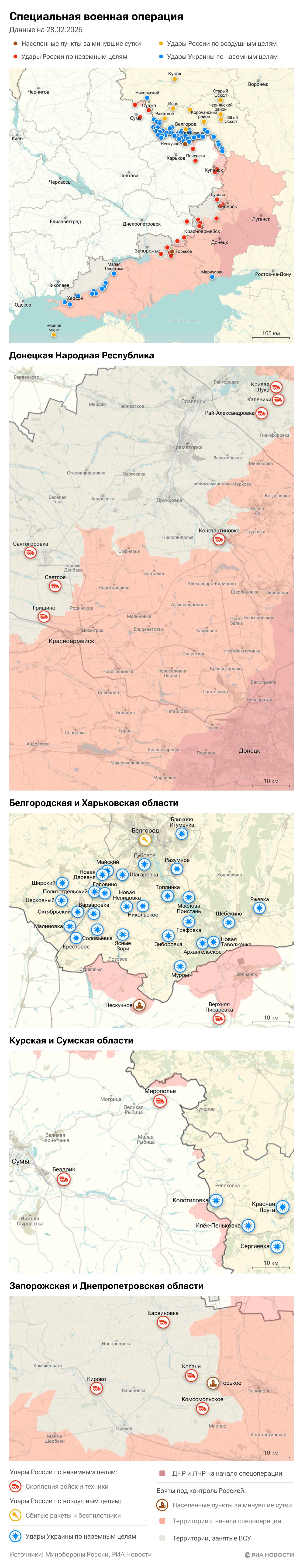 Карта спецоперации Вооруженных сил России на Украине на 28.02.2026 Карта спецоперации Вооруженных сил России на Украине на 28.02.2026