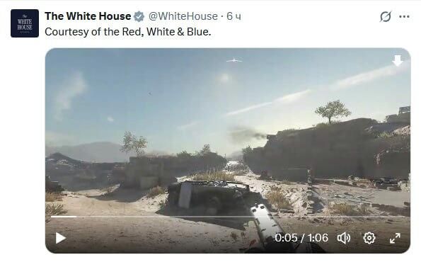 Белый дом проиллюстрировал удары по Ирану кадрами из Call of Duty. Кадр и видео Белый дом проиллюстрировал удары по Ирану кадрами из Call of Duty. Кадр и видео - РИА Новости, 1920, 05.03.2026