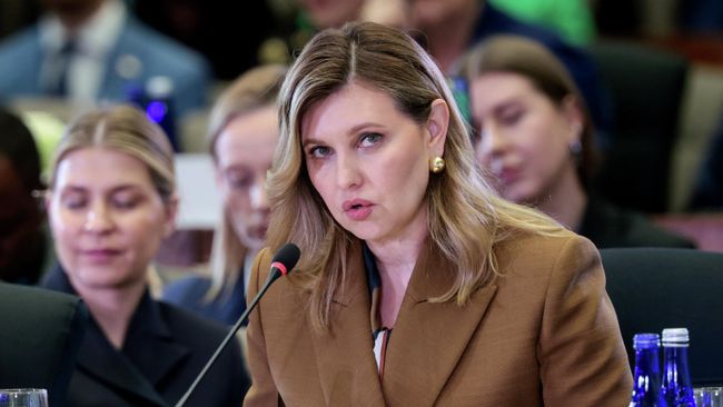 Елена Зеленская выступает на саммите глобальной коалиции Содействуем будущему вместе в Вашингтоне, 24 марта 2026 года