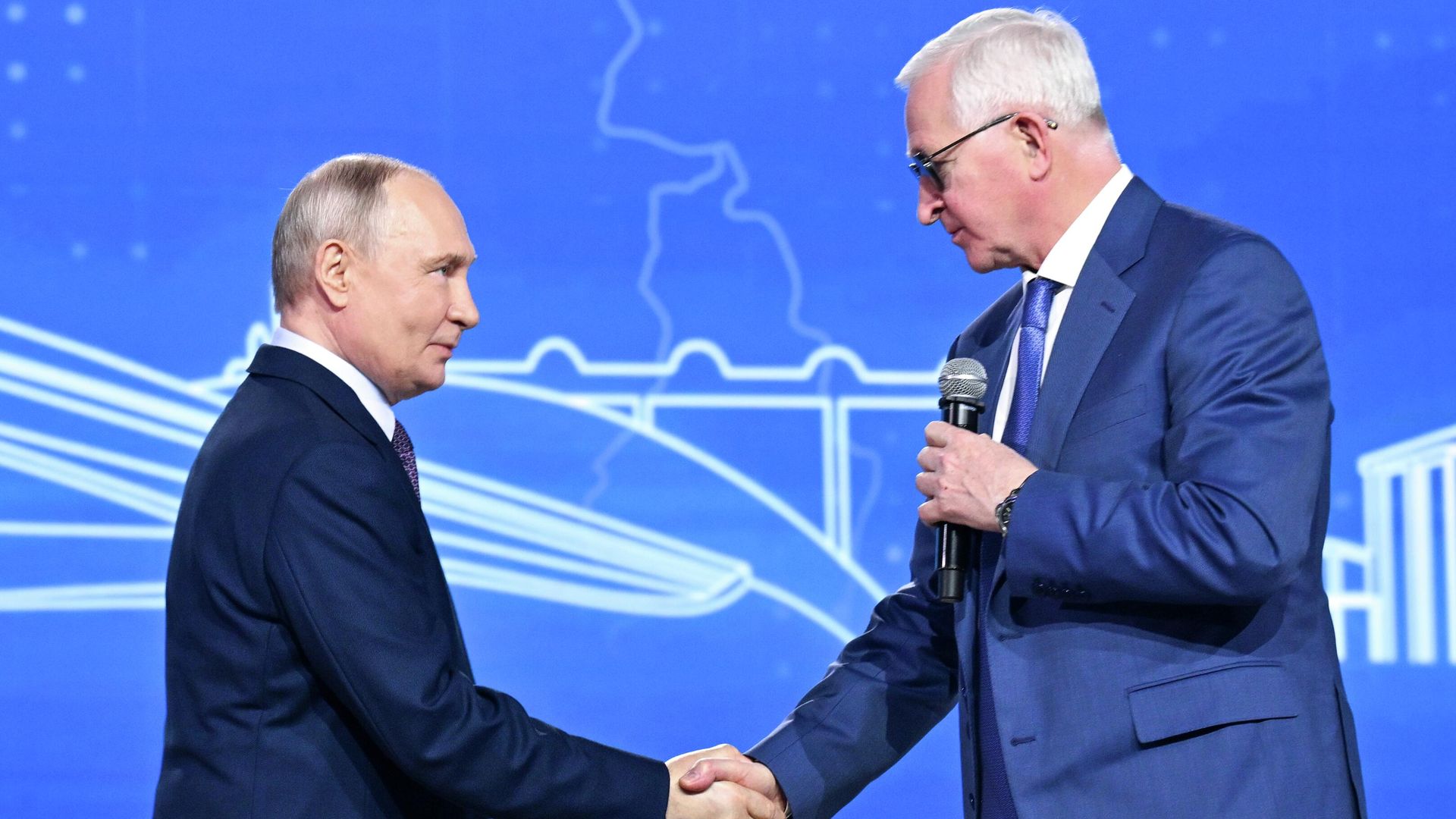 Президент РФ Владимир Путин президент РСПП Александр Шохин на XXXV Съезде Российского союза промышленников и предпринимателей. 26 марта 2026 - РИА Новости, 1920, 26.03.2026