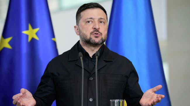 Владимир Зеленский во время пресс-конференции в Берлине