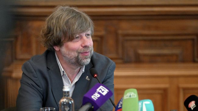 Археолог Александр Бутягин на пресс-конференции в Государственном Эрмитаже в Санкт-Петербурге