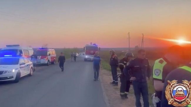 Место ДТП с участием автобуса в Мордовии