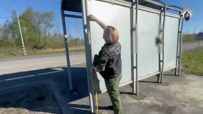 Работа СК РФ на месте падения остановки общественного транспорта в Новгородской области