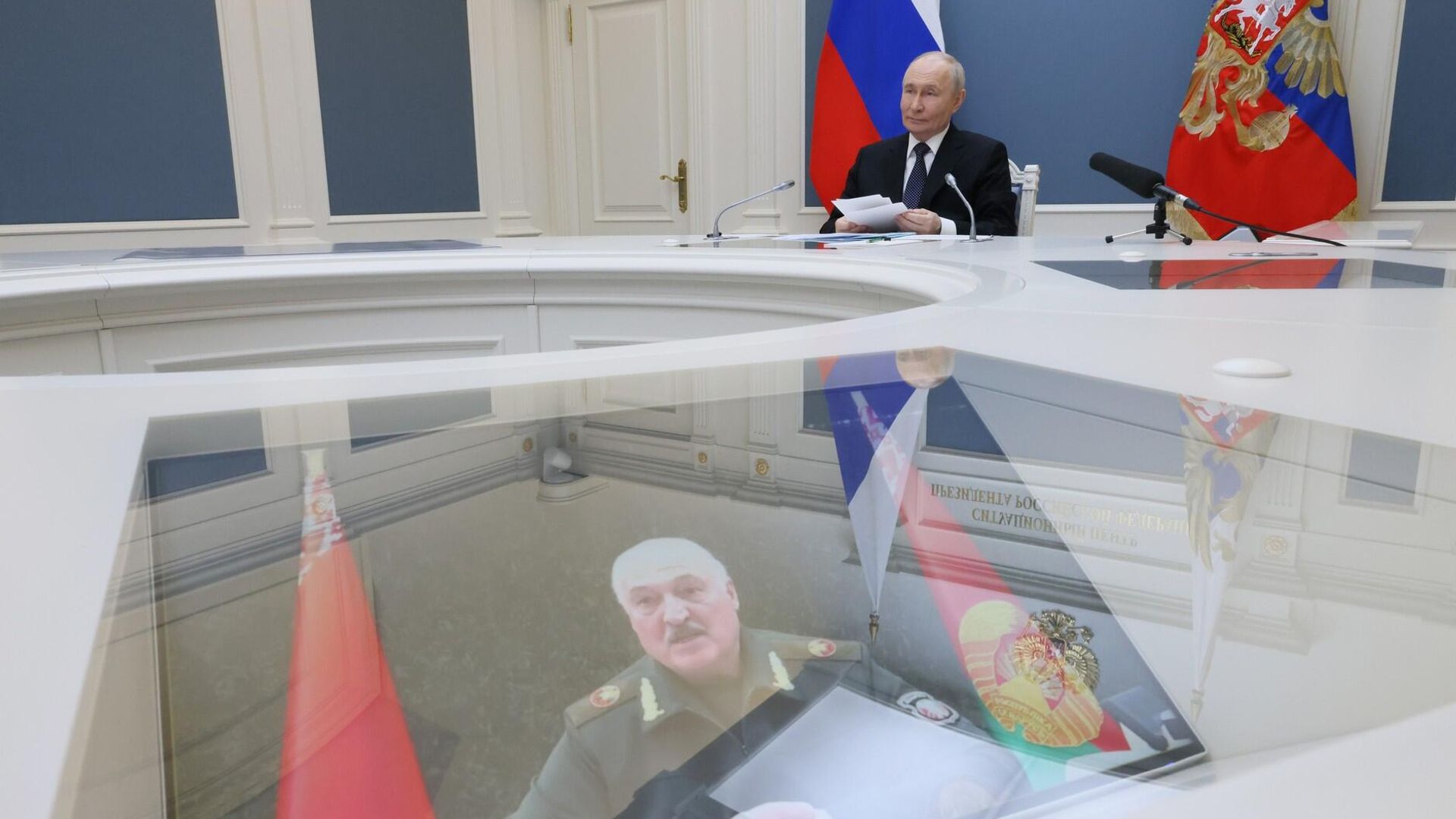 Владимир Путин и Александр Лукашенко по видеосвязи провели учения ядерных сил Владимир Путин и Александр Лукашенко по видеосвязи провели учения ядерных сил - РИА Новости, 1920, 21.05.2026