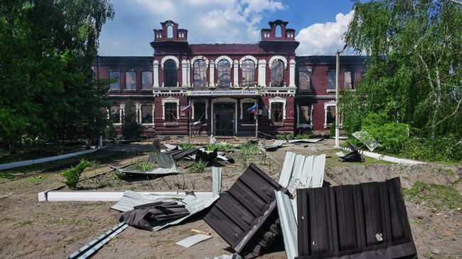 Последствия беспилотной атаки ВСУ в Старобельске (ЛНР)