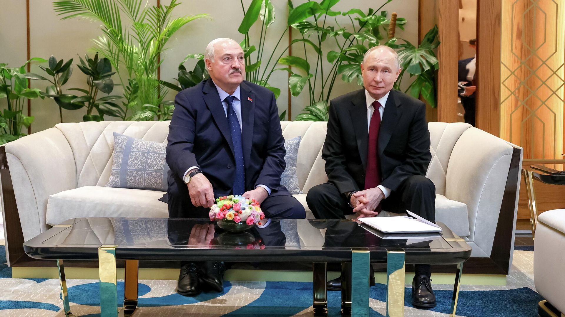 Президент РФ Владимир Путин и президент Белоруссии Александр Лукашенко во время встречи на полях V Евразийского экономического форума в Астане - РИА Новости, 1920, 29.05.2026