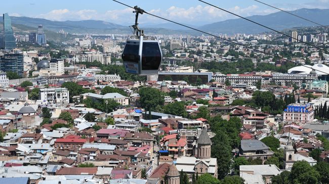 Канатная дорога в городе Тбилиси в Грузии