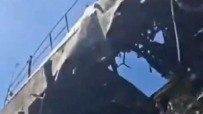 Последствия атаки БПЛА на грузовое судно в Азовском море