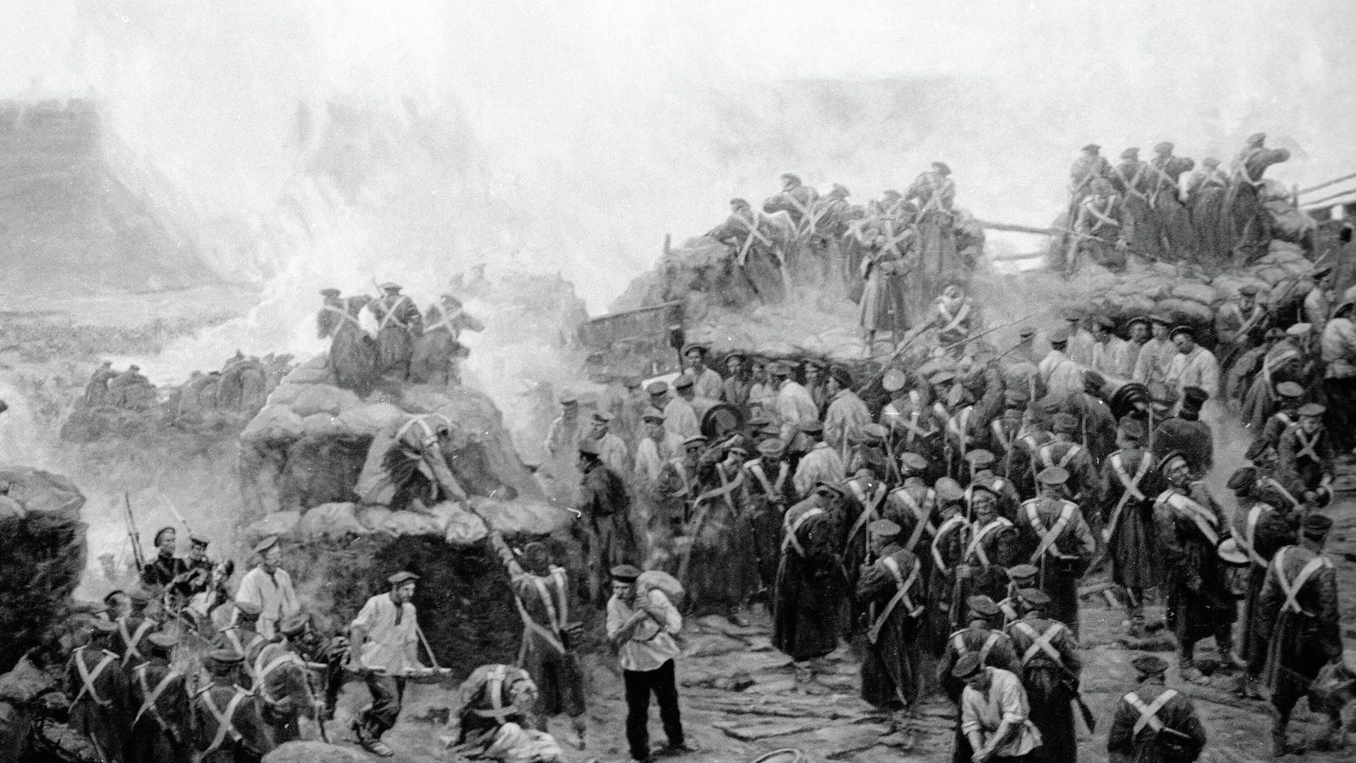 Фрагмент панорамы Оборона Севастополя. 1854-1855 гг. работы художника Франца Рубо Фрагмент панорамы Оборона Севастополя. 1854-1855 гг. работы художника Франца Рубо - РИА Новости, 1920, 10.06.2026
