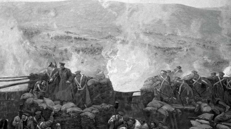 Фрагмент панорамы Оборона Севастополя. 1854-1855 гг. работы художника Франца Рубо Фрагмент панорамы Оборона Севастополя. 1854-1855 гг. работы художника Франца Рубо