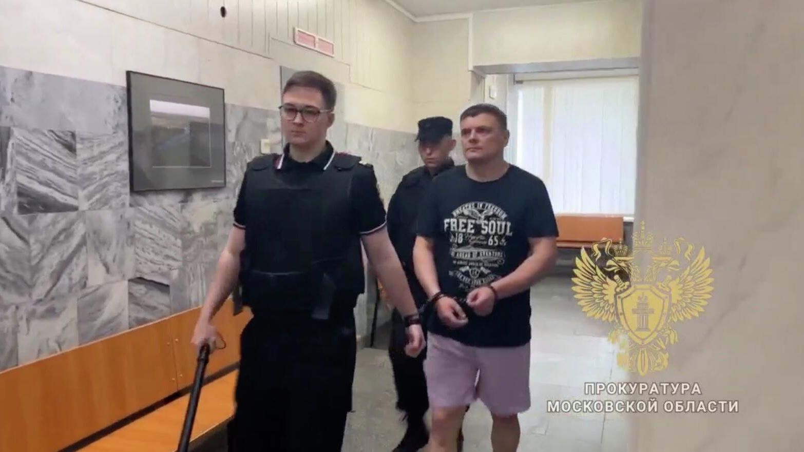 Обвиняемый в убийстве своей супруги в Домодедовском городском суде. Кадр видео Обвиняемый в убийстве своей супруги в Домодедовском городском суде. Кадр видео - РИА Новости, 1920, 14.06.2026