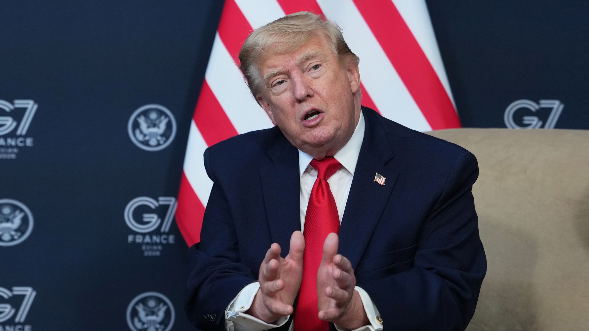 Дональд Трамп на встрече с эмиром Катара на саммите G7 во Франции Дональд Трамп на встрече с эмиром Катара на саммите G7 во Франции - РИА Новости, 1920, 16.06.2026
