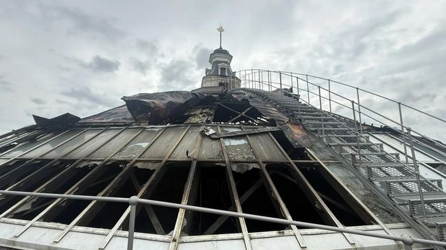 Последствия пожара после атаки ВСУ в музее-панораме обороны Севастополя 