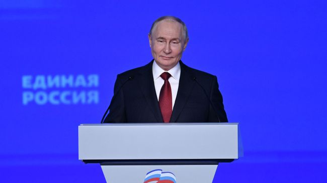 Президент РФ Владимир Путин на XXIII съезде партии Единая Россия в Москве