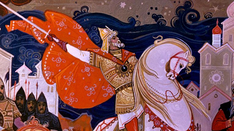 Лаковая миниатюра В поход (Дмитрий Донской перед Куликовской битвой), художник Петр Митяшин