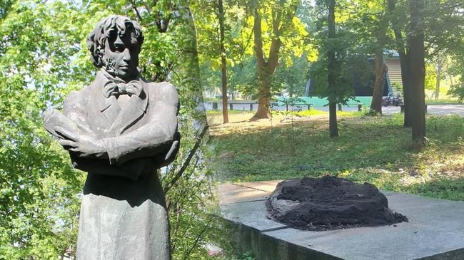 Памятник русскому поэту Александру Пушкину демонтировали в городе Каменка в Черкасской области на Украине
