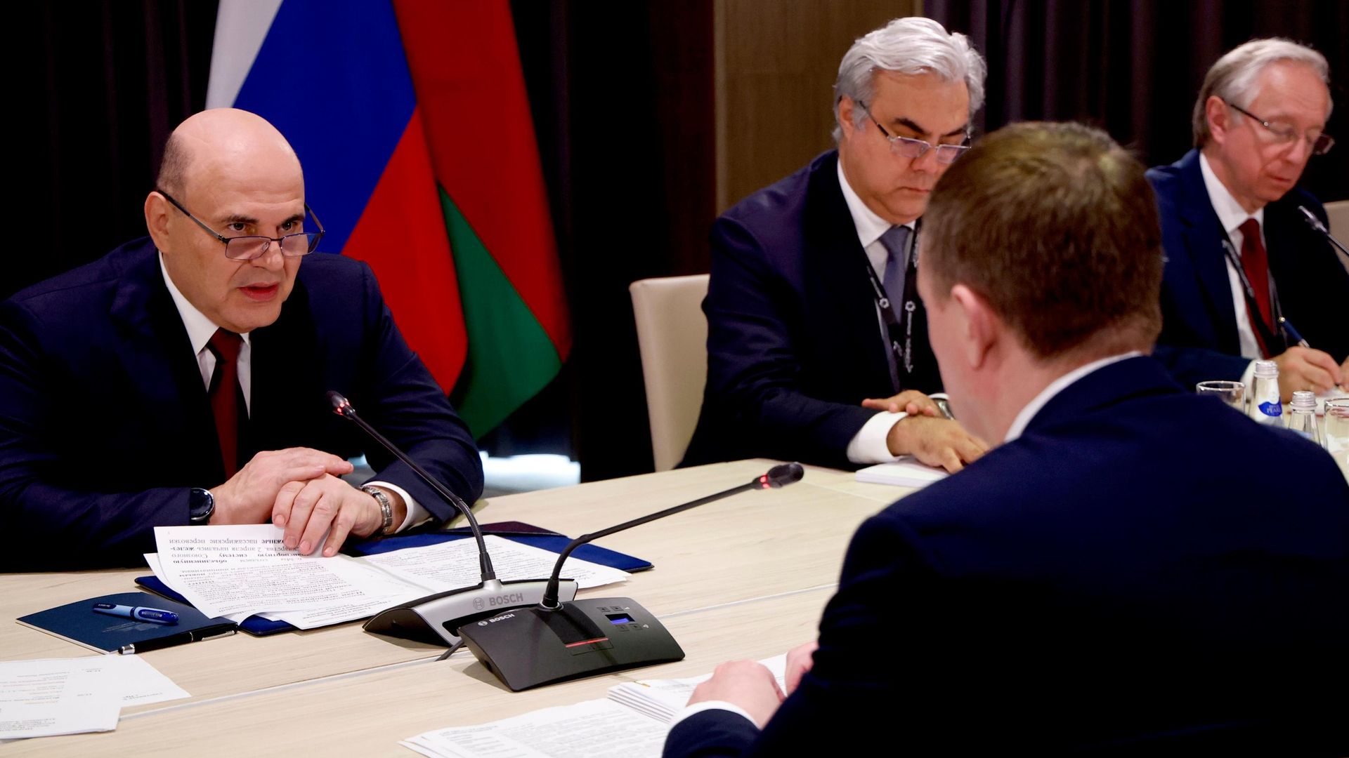 Председатель правительства РФ Михаил Мишустин и премьер-министр Белоруссии Александр Турчин во время встречи в Екатеринбурге на полях международной промышленной выставки Иннопром - РИА Новости, 1920, 06.07.2026