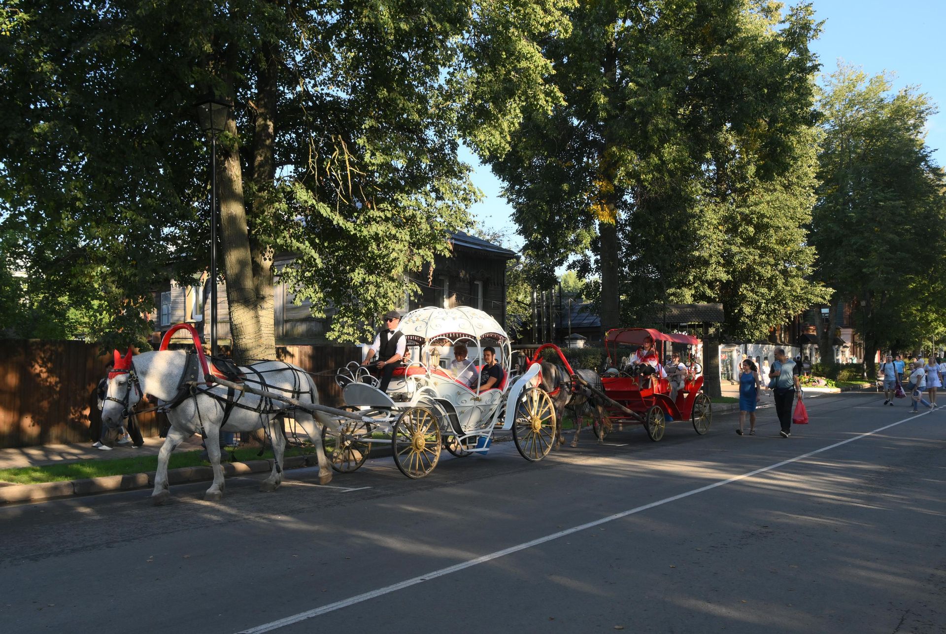 Туристы катаются в конных экипажах в Суздале - РИА Новости, 1920, 13.07.2026