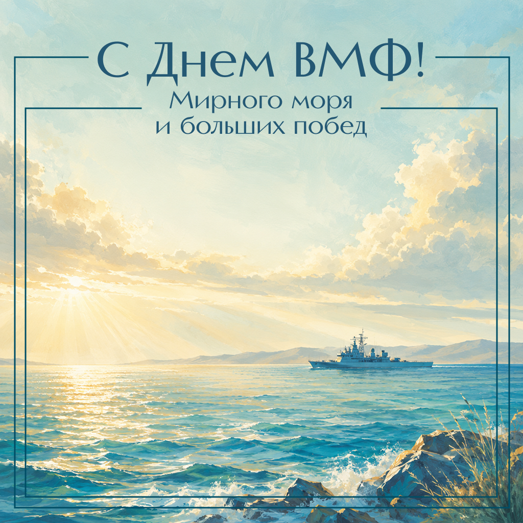 Минималистичная открытка на День ВМФ, искренние пожелания и слова поддержки экипажу - РИА Новости, 1920, 22.07.2026