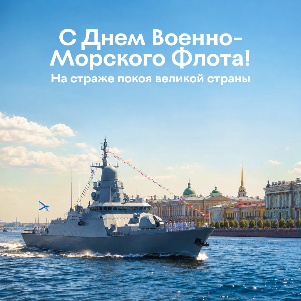 Эпическая открытка на День ВМФ с кораблем, патриотические поздравления и слова благодарности - РИА Новости, 1920, 22.07.2026