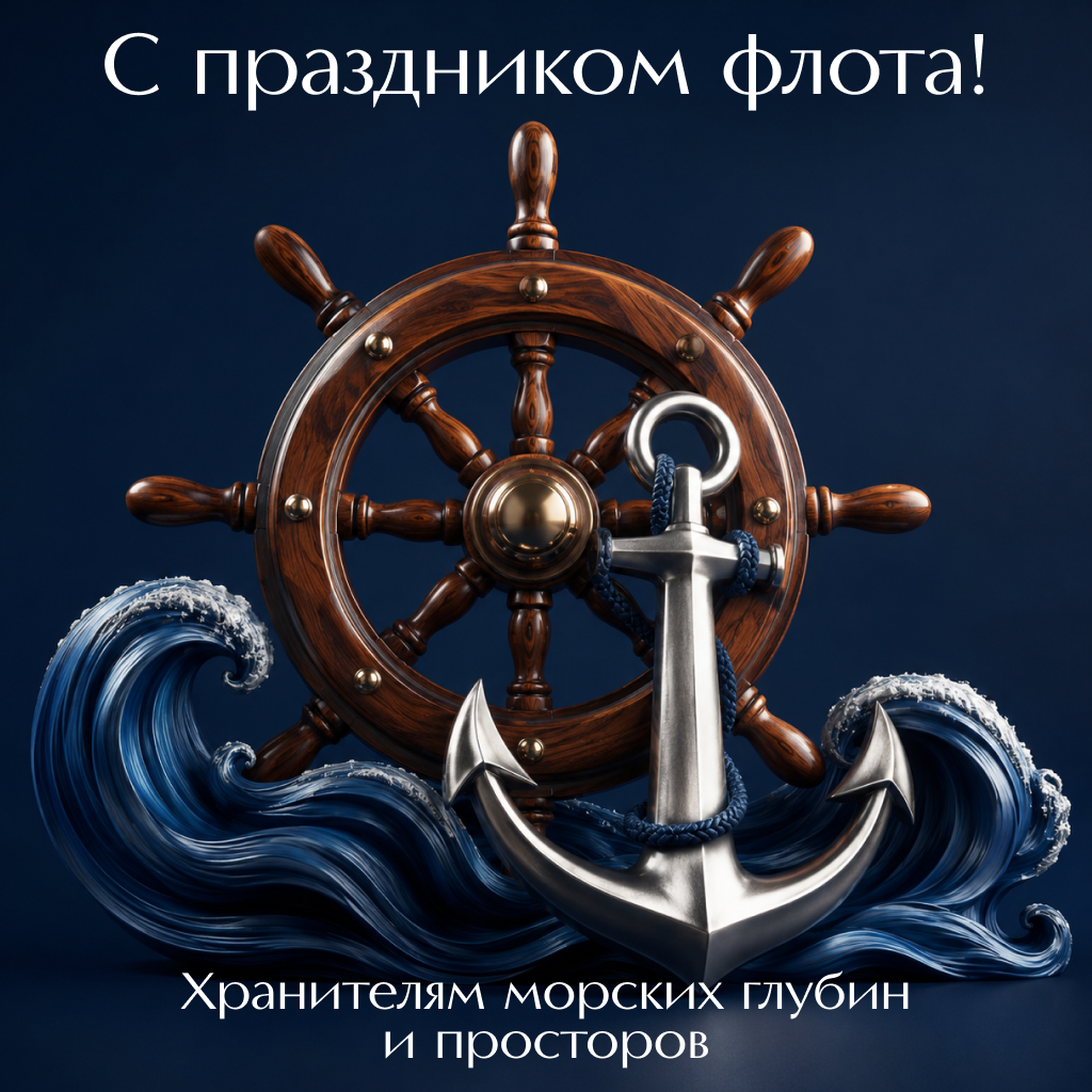 Современная открытка на День Военно-Морского Флота с символикой, слова почтения и пожелания - РИА Новости, 1920, 22.07.2026