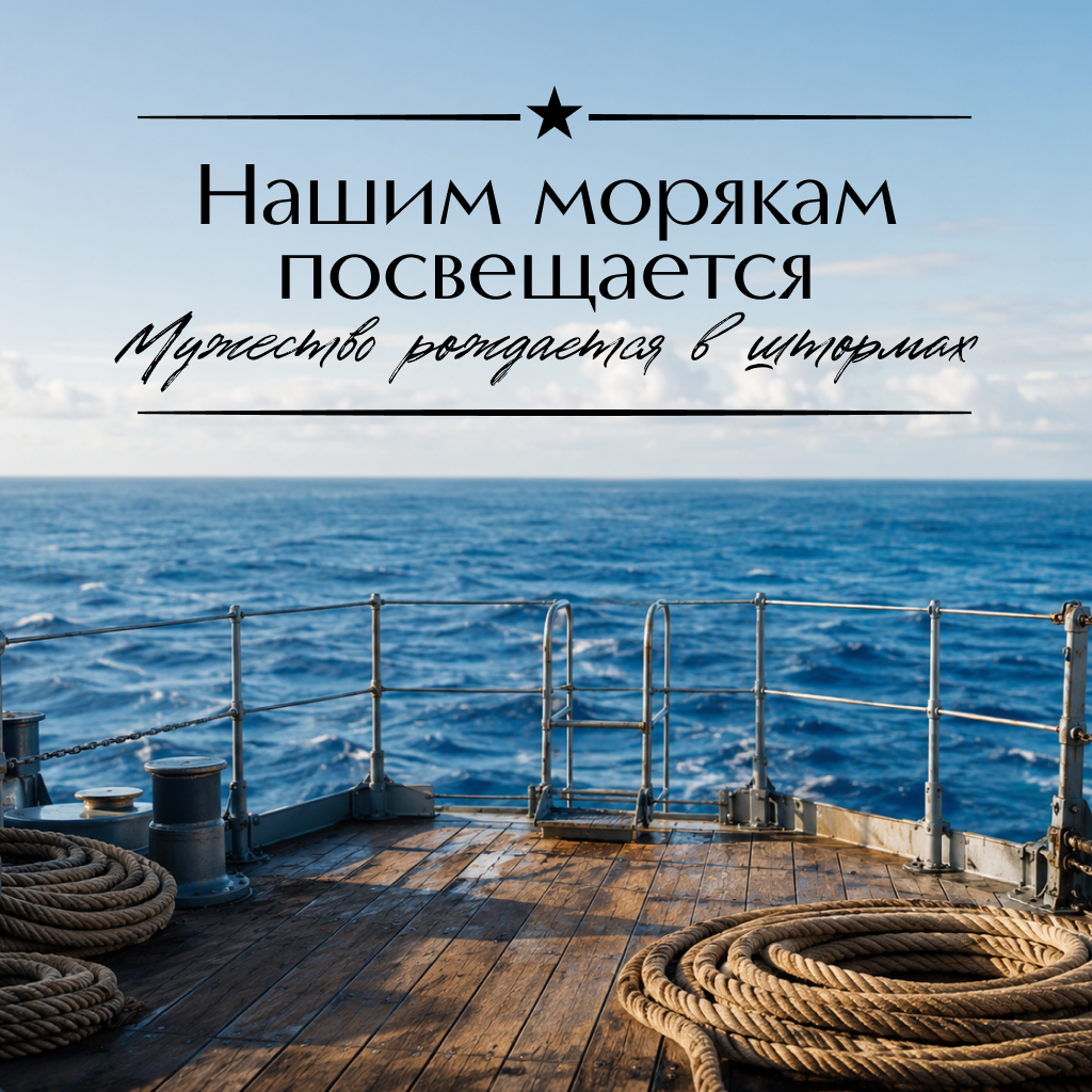 Реалистичная открытка на День ВМФ с палубы, сильные слова поздравления и пожелания стойкости - РИА Новости, 1920, 22.07.2026