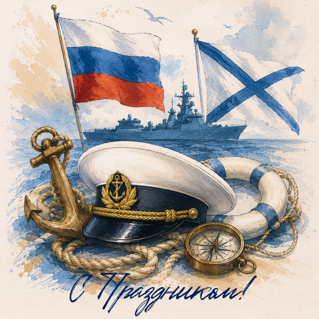 Корпоративная открытка на День Военно-Морского Флота, официальные поздравления и слова уважения - РИА Новости, 1920, 22.07.2026