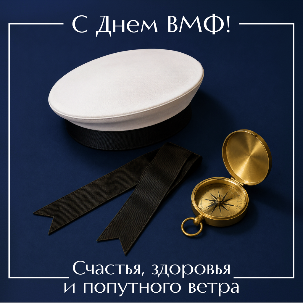 Лаконичная открытка на День ВМФ с атрибутикой, добрые слова поздравления и пожелания - РИА Новости, 1920, 22.07.2026