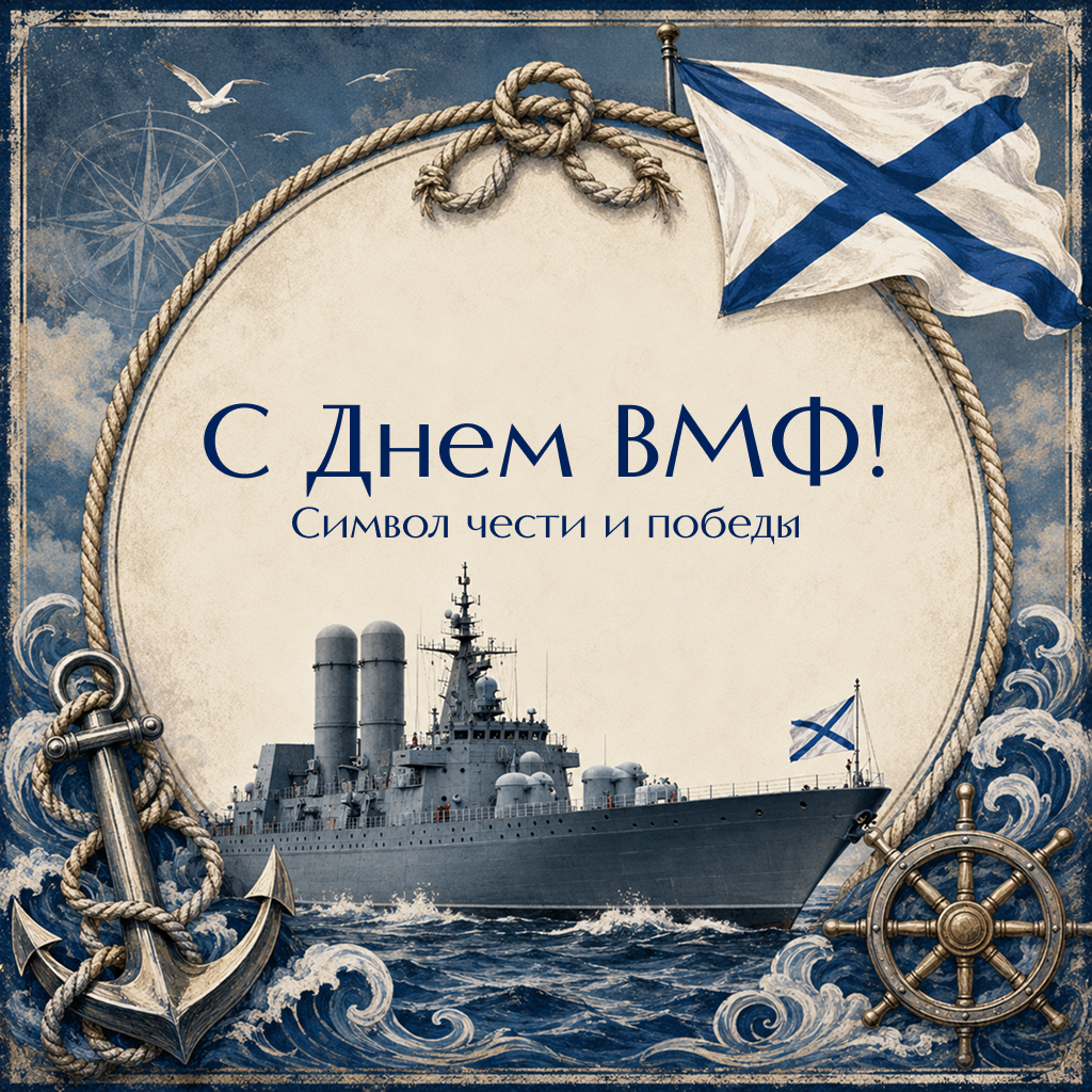 Геометрическая открытка на День Военно-Морского Флота, строгие поздравления и слова благодарности - РИА Новости, 1920, 22.07.2026