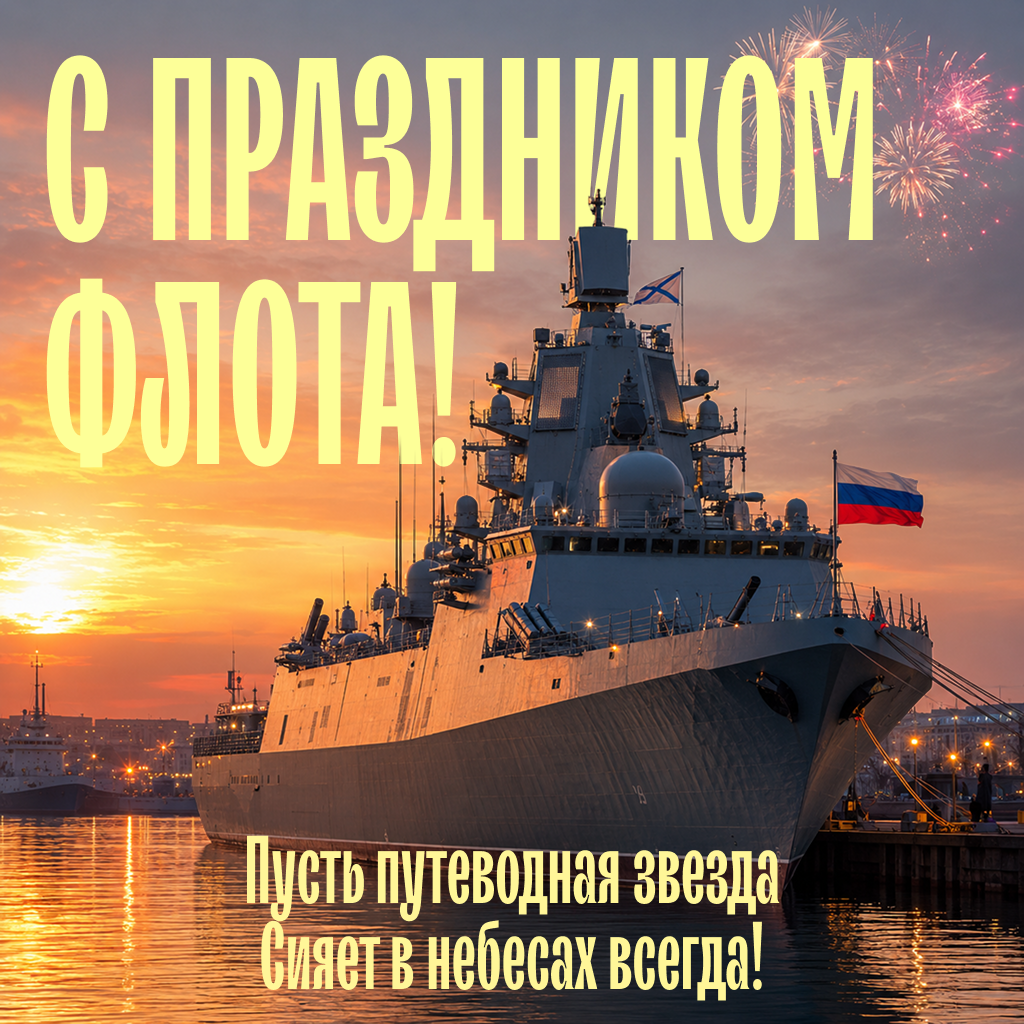 Романтическая открытка на День ВМФ со стихами, поэтичные слова и пожелания спокойного моря - РИА Новости, 1920, 22.07.2026