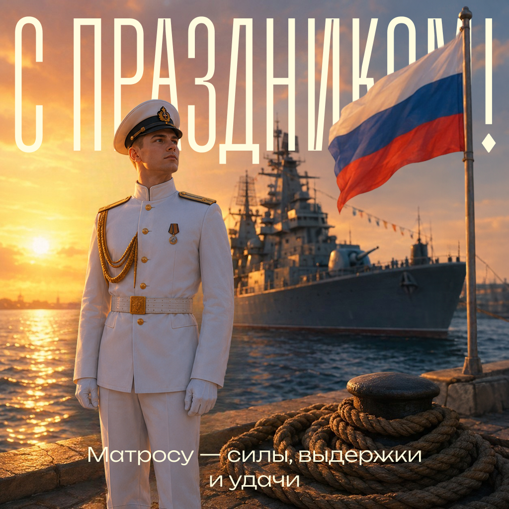 Служебная открытка на День Военно-Морского Флота матросу, подбадривающие слова и пожелания, поздравления - РИА Новости, 1920, 22.07.2026