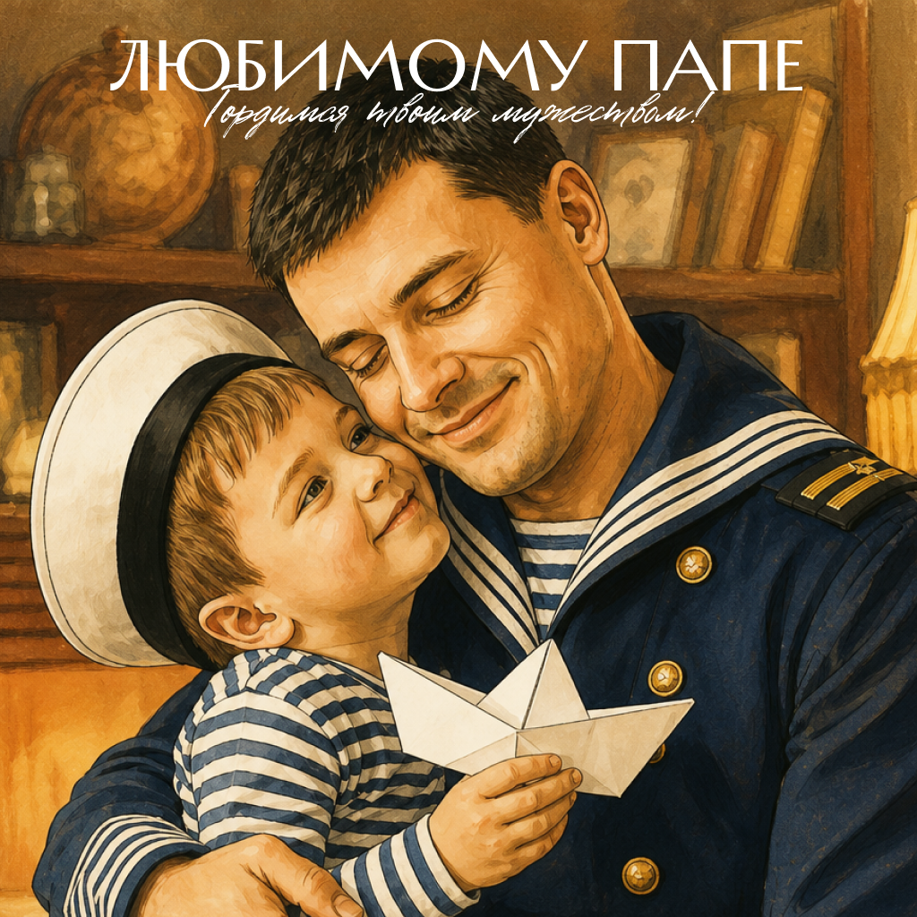 Семейная открытка на День Военно-Морского Флота папе от сына, трогательные слова и пожелания, поздравления - РИА Новости, 1920, 22.07.2026