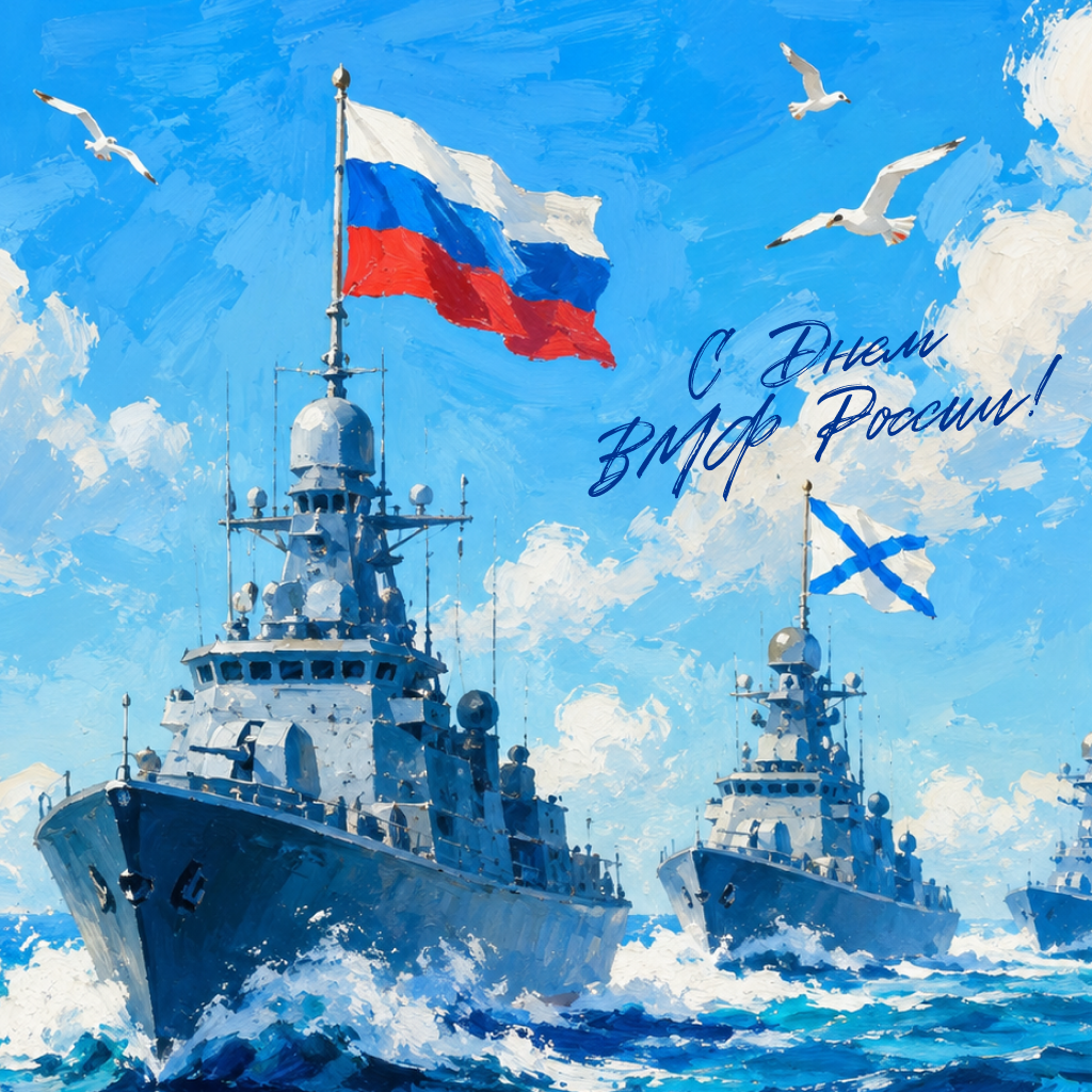 Патриотическая открытка на День ВМФ России, торжественные слова и пожелания, поздравления защитникам - РИА Новости, 1920, 22.07.2026
